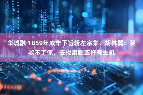 华城融 1859年咸丰下旨斩左宗棠，胡林翼：我救不了你，去找肃顺或许有生机