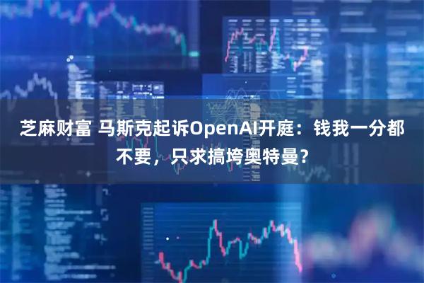 芝麻财富 马斯克起诉OpenAI开庭：钱我一分都不要，只求搞垮奥特曼？