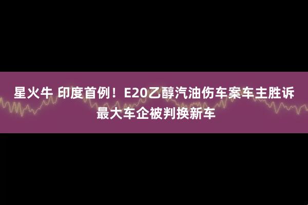 星火牛 印度首例！E20乙醇汽油伤车案车主胜诉 最大车企被判换新车